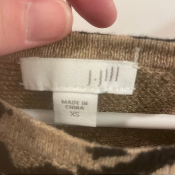 J. Jill Womens Tan And Black Houndstooth Sweater Women Size XS 100% Cotton - Picture 4 of 6